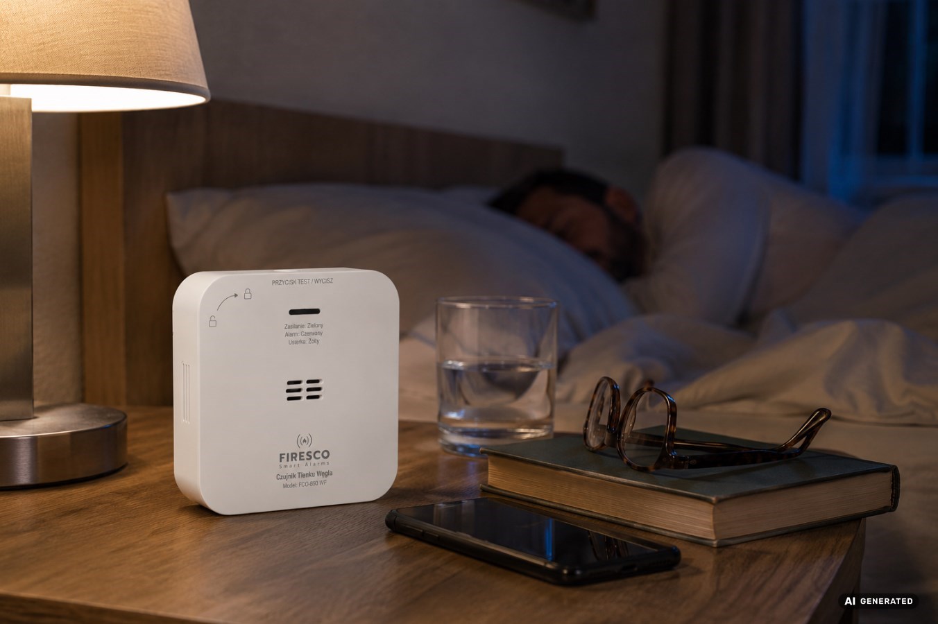Czujnik czadu Firesco FCO-850 WF Wi-Fi – sensor CO 10 lat, Tuya / Smart Life